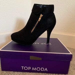 Sexy faux suede “bootie” heels